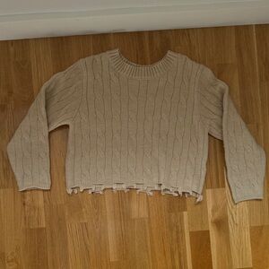Cropped Cable Knit Sweater